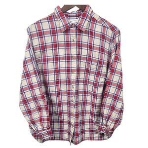 C.S.T. Womens 20W 100 % Cotton Plaid Flannel Cottage Cabincore Shirt Red Blue